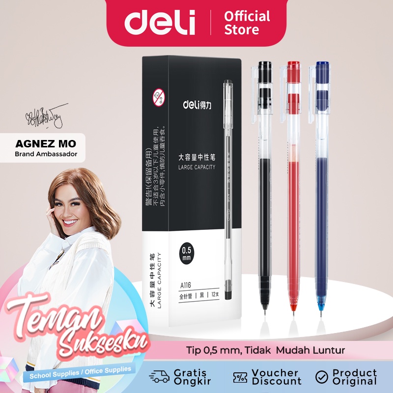 

Pulpen DELI Gel Pen Gel 0.5 mm A116 1 Pulpen (1 pcs)