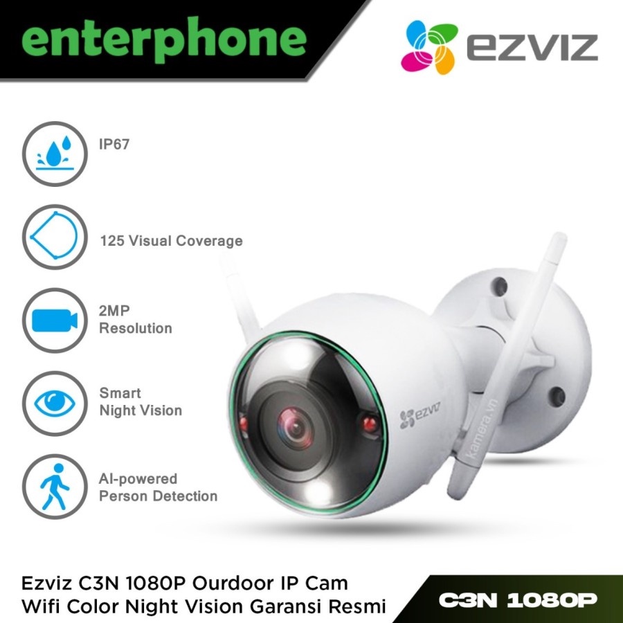 Ezviz C3N 1080P Ourdoor IP Cam Wifi Color Night Vision Garansi Resmi