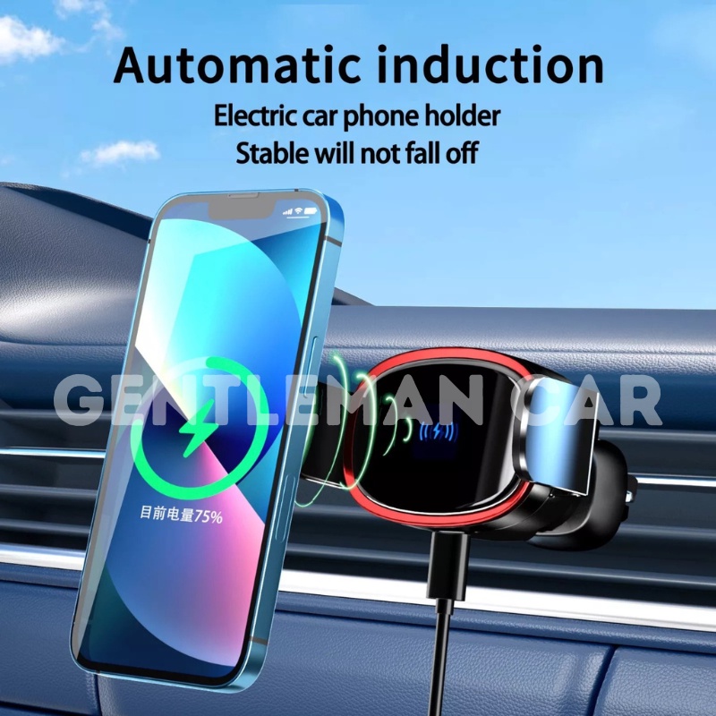 Electric Car Wireless Charging Phone Holder Dual Mode HP Fast Charge Cas Dudukan Mobil 360°