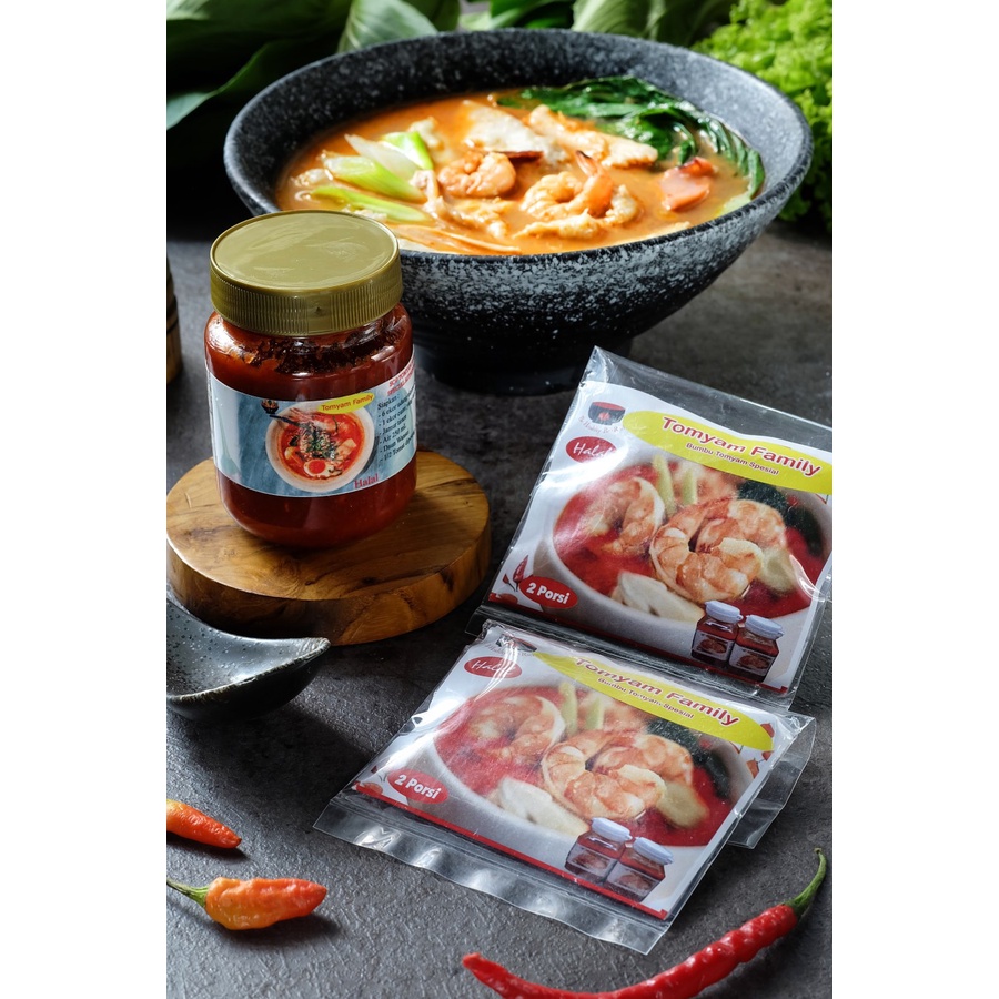 

Bumbu Tomyam 200 Gram Kualitas Premium Botol Merek Tomyam Family