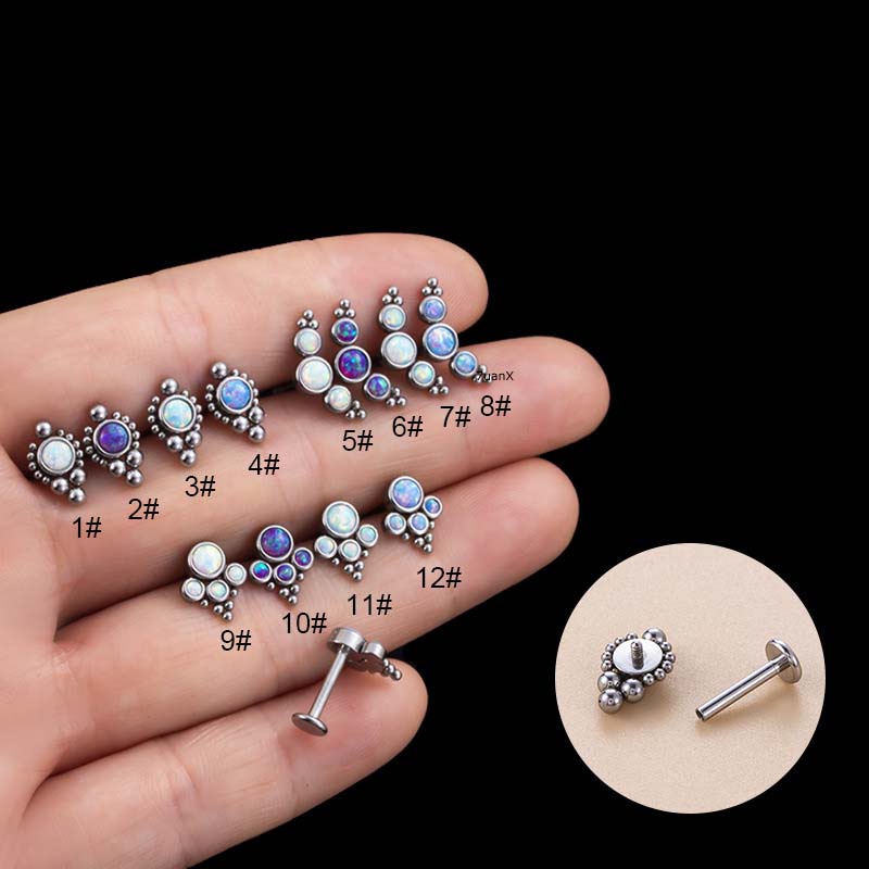 1biji Ulir Internal Labret Bibir Stud Kepala Rata Helix Lobek Anting 16Gauge Tindik Perhiasan Tubuh