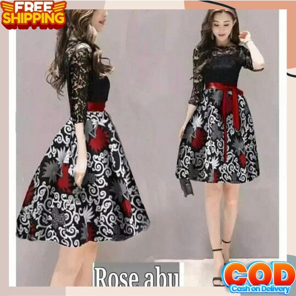 Midi Drees Natalan Guan Drea Perempuan Dress Natal Wanita Import Dtess Cewek Kekinian Gaun Pesta Nat