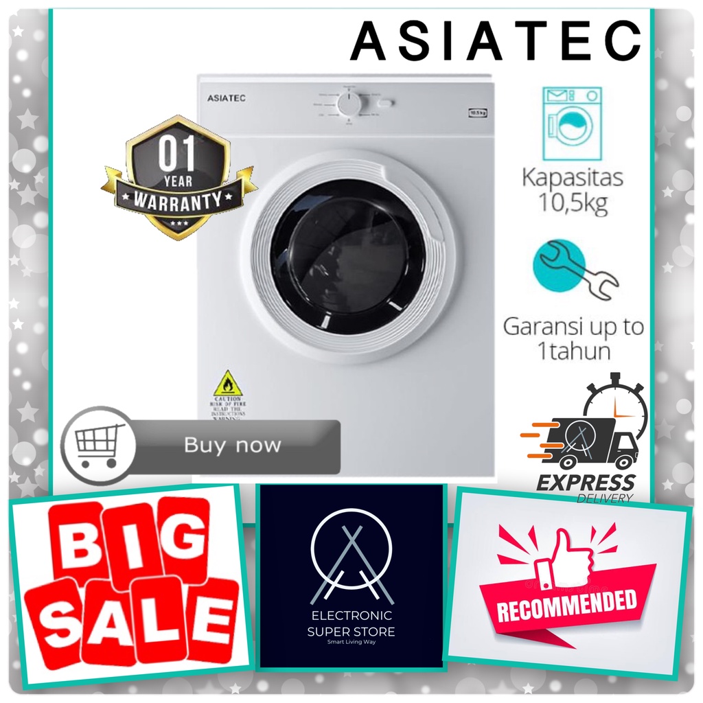 DRYER LISTRIK 10.5KG ASIATEC AST105 105G PENGERING ANTI KUSUT LOW WATT LAUNDRY DRYER