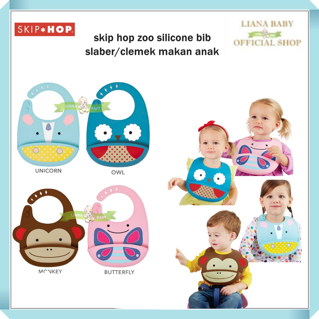 MAK337 SKIP HOOP ZOO SILICONE BIB SLABER/CELEMEK MAKAN ANAK