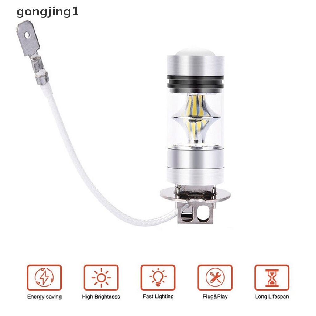 Ggg 100W H3 Lampu Kabut LED Bohlam Berkendara 12/24V Fog Lamp Headlamp Aksesoris Mobil ID