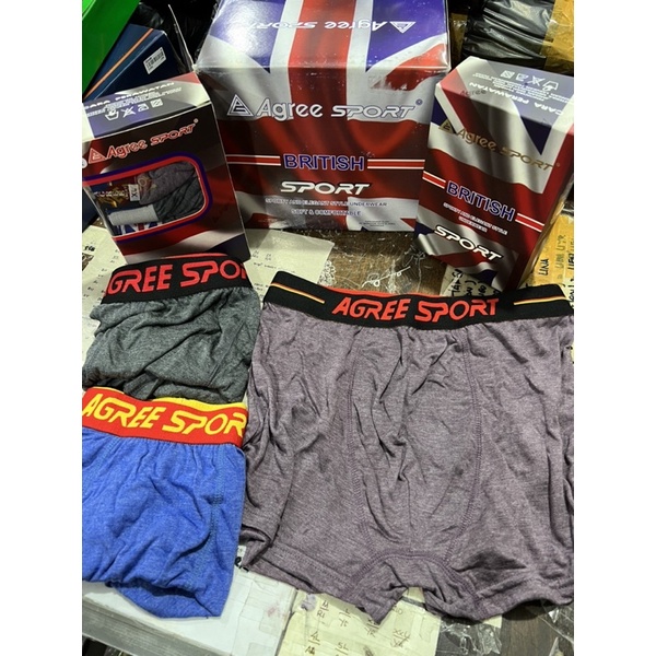 (3pcs)CD dewasa celana dalam boxer laki cowok pria AGREE SPORT 6659 bola negara TERMURAH