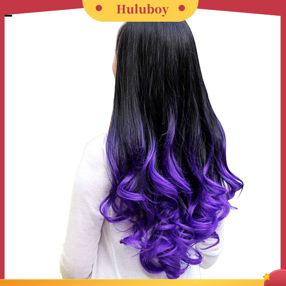 Wig Rambut Model Panjang Keriting Gelombang Warna Ombre Untuk Wanita