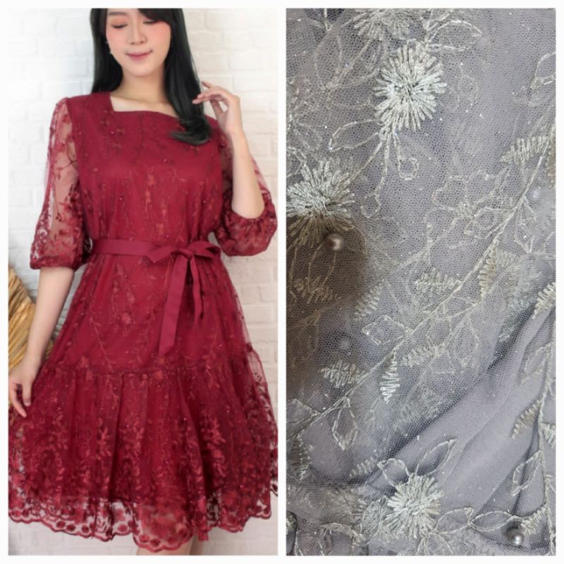 dress tile brokat jumbo/dress jumbo/dress pesta jumbo/dress kondangan jumbo