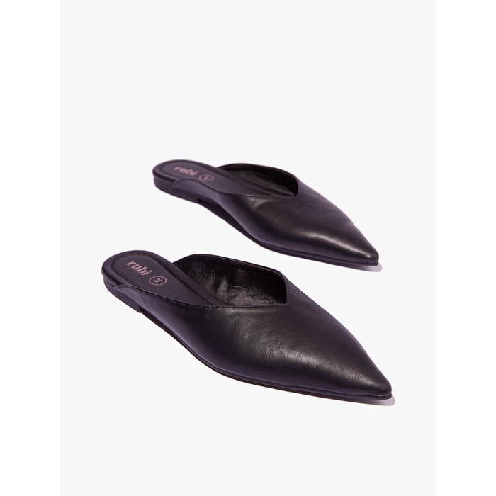 Rubi - Flat Shoes Wanita - BROOKE POINTED MULE - BLACK PU