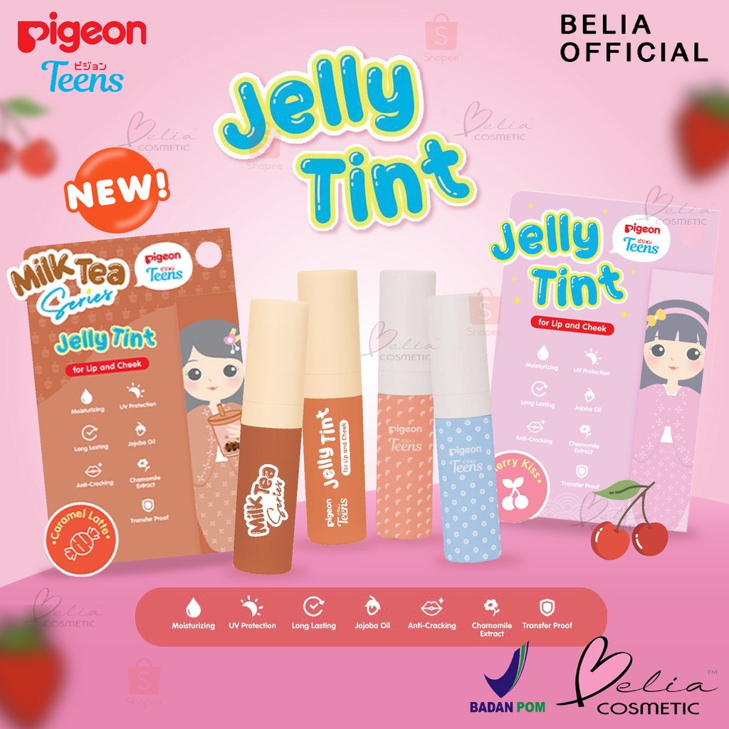 ❤ BELIA ❤ PIGEON Teens Jelly Tint | Lip Tint | Lip and Cheek | Jelly Tint Milk Tea Series | Pelembab Bibir BPOM