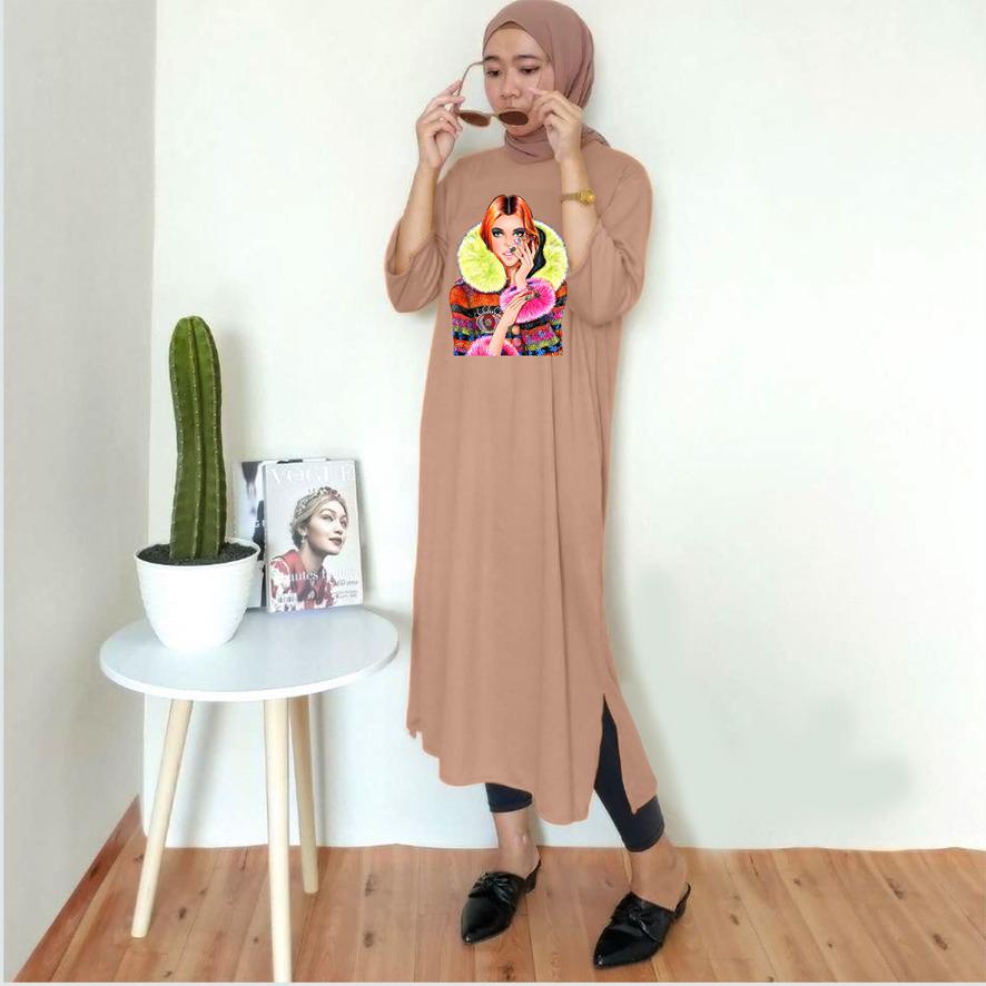 BAJU DRESS OVERSIZE BASIC DTF CEWEK SHAL  / OVERSIZE TUNIK PREMIUM DIGITAL PRINT