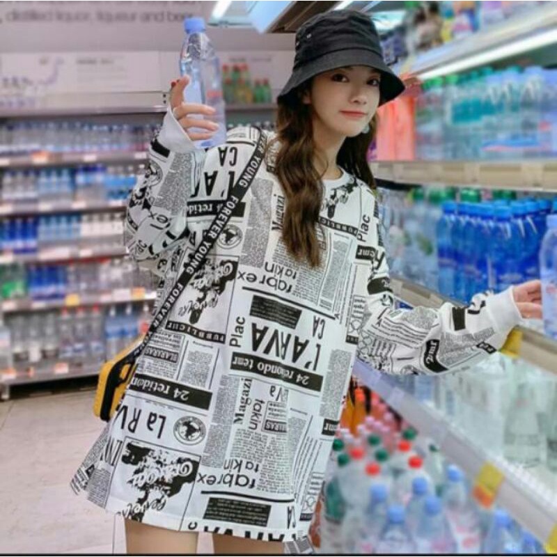 Estore - (COD)- JUMBO XXL KAOS LENGAN PANJANG WANITA JUMBO - Kaos Wanita Oversize larva Kaos jumbo M