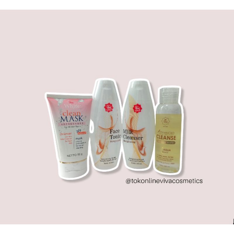 Paket Double Triple Cleansing Skincare Pembersih Wajah Kulit Normal Mencerahkan Micellar Make Up Remover Cleanser Toner Bengkuang Facial Wash Foam Viva