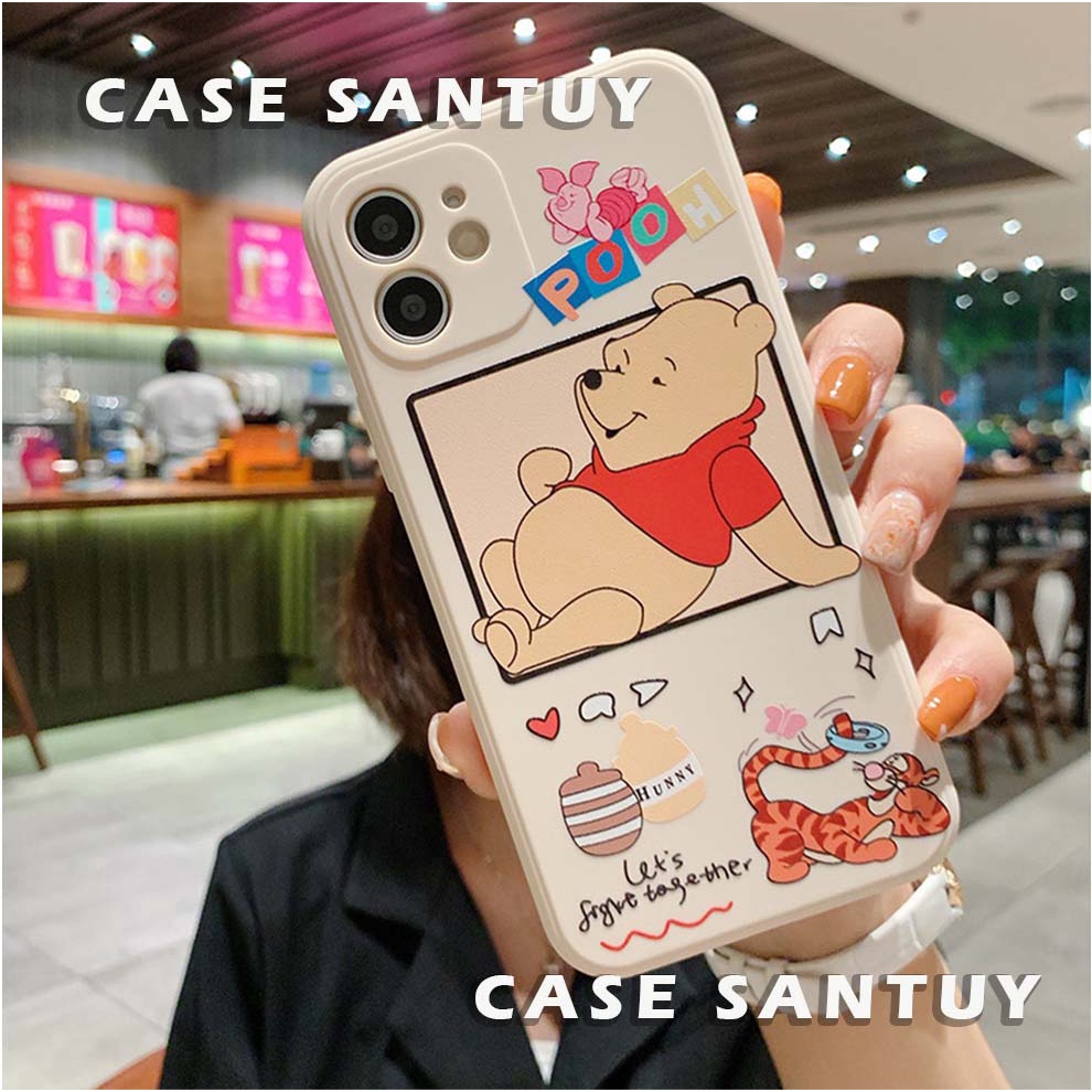 Case Casing Infinix HOT SMART NOTE 4 4C 5 6 9 10 10S 10T 11 11S Pro Play NFC Plus Lite X670 Square Edge Phone Case Cover Casing Silicone Winnie the pooh