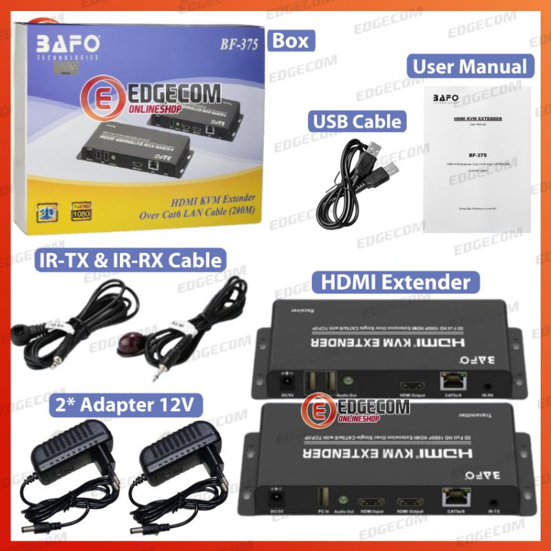 HDMI KVM Extender Over Cat6 Via UTP / Lan Up to 200 Meter BF-375 BAFO