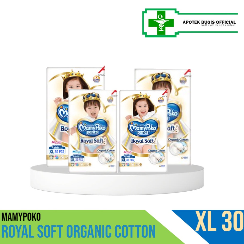 MamyPoko Pants Royal Soft Organic Cotton - Isi XL 30 - Boys &amp; Girls - Popok Celana - 1 Packs
