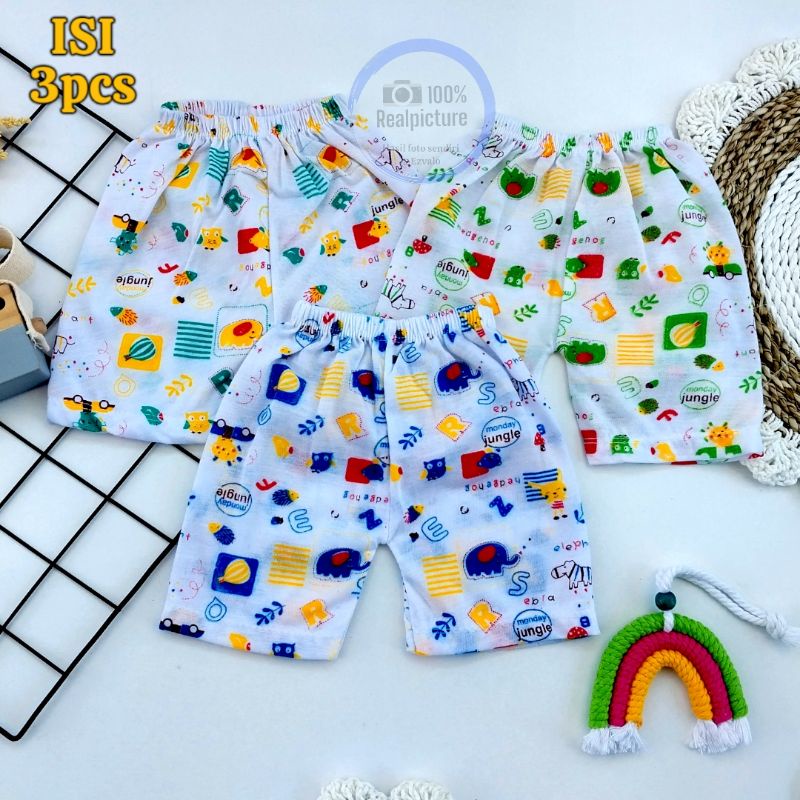 CELANA PENDEK BAYI NEWBORN 3 PCS 0-3 BULAN