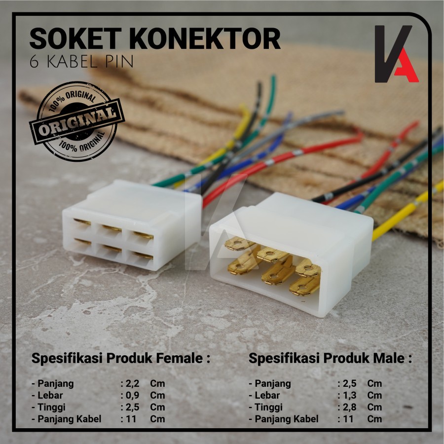 Soket Konektor Kabel 6 Pin Besar / Socket Sambung Mobil Motor