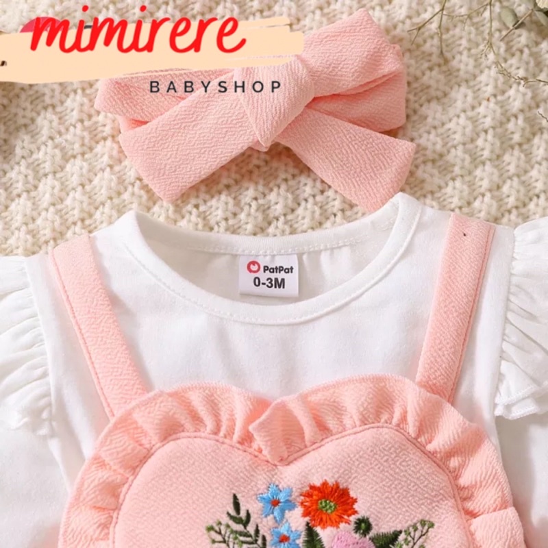 Overall Bayi Import Love Pink Bordir Bandana | Catell Love Overall Jumper Baby Girl Lengan Panjang