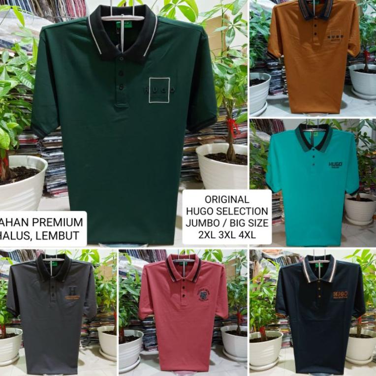 {KPW.22De22p} HUGO SELECTION JUMBO BIG SIZE - Kaos Hugo Sport Hugo Selection Kerah Jumbo Kaos Kerah 