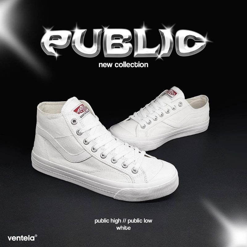 Sepatu Ventela Public High White AllWhite | ORIGINAL VENTELA SHOES | Sepatu Warna Putih Sepatu Pria 