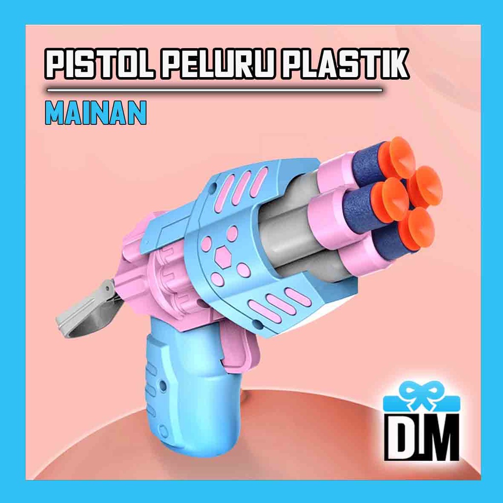 Pistol Nerf Revolver Rotating Mainan Tetembakan Tembak Lucu Kencang namun Tidak Menyakiti Bisa Tempe