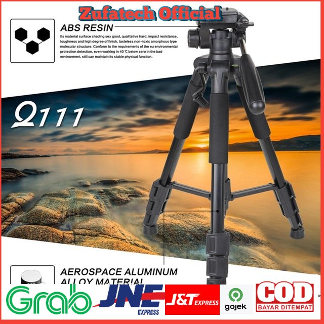 Zomei Professional DSLR Tripod &amp; Pan Head - Q111 - Black