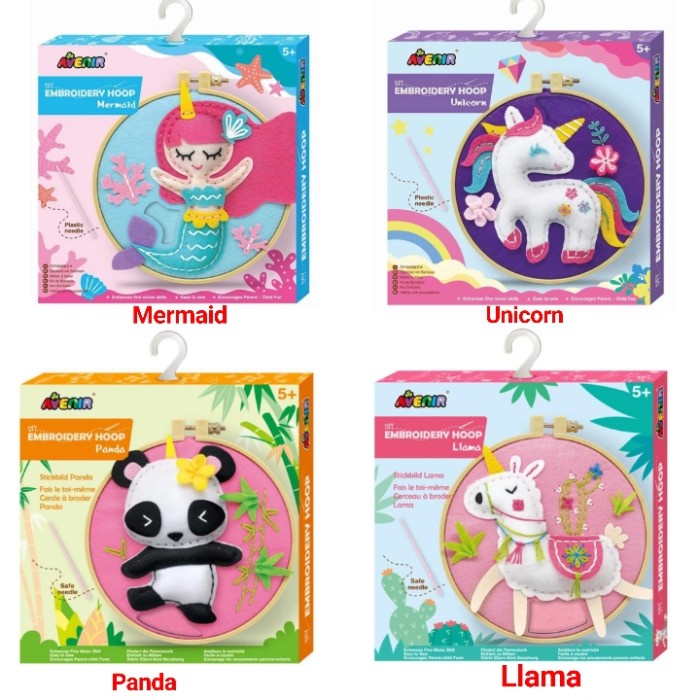 Boneka Avenir Diy Embroidery Hoop Unicorn Mermaid Mainan Kreatif Menyulam