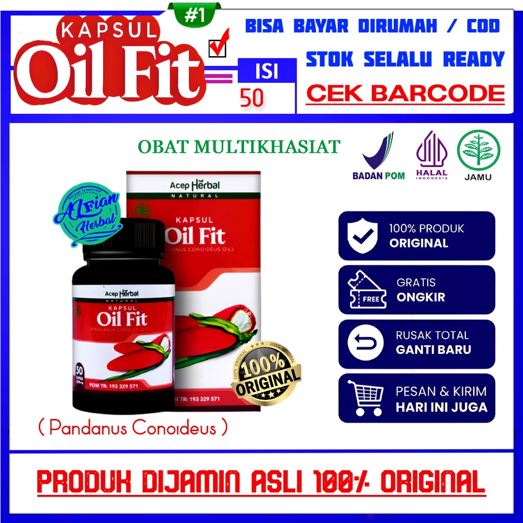 Oil Fit 50 Kapsul Ekstrak Minyak Buah Merah Papua 100% Original