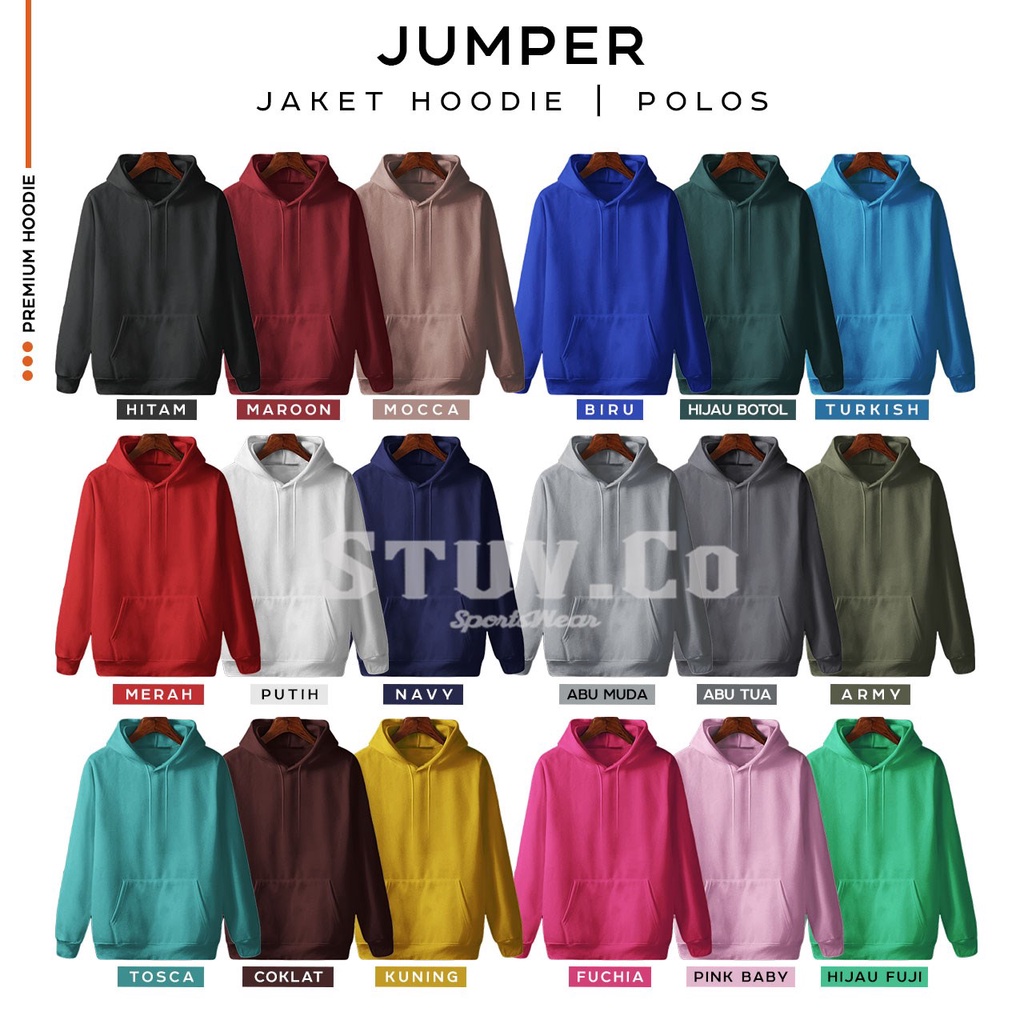 SWEATER POLOS HOODIE JUMPER FULL WARNA UNISEX TERMURAH KEREN