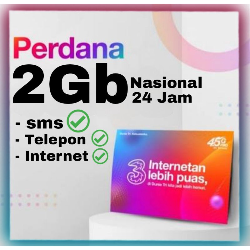 PERDANA KARTU TRI AON 2 GB sudah Registrasi tinggal pakai