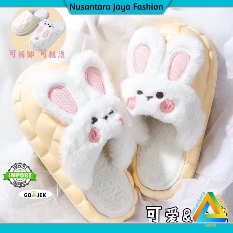 Sandal Wanita Home Style Kekinian Rabit Bulu Halus BLC 8826-A