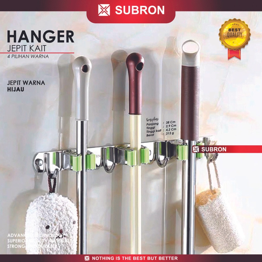 Hanger Jepit 4 Kait Stainless Gantungan All in Magic Mop Holder - SUBRON