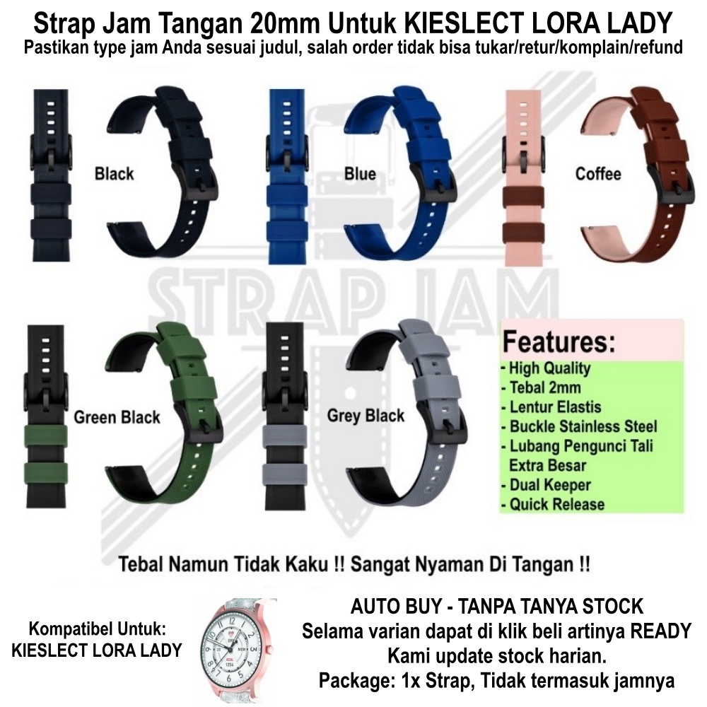 Tali Jam Kompatibel Kieslect Lora Lady 20mm - Strap HNN Rubber Premium Elastis