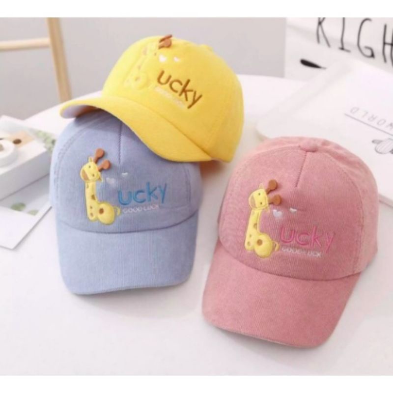 TOPI BASEBALL ANAK LUCKY JERAPAH / TOPI BASE BALL ANAK LUCKY BORDIR