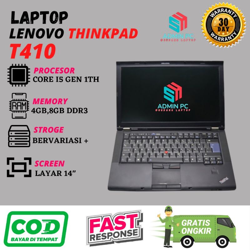 Lenovo Thinkpad T410 Core i5 gen 1 Ram 4gb/SSD 128gb NVIDIA 512MB