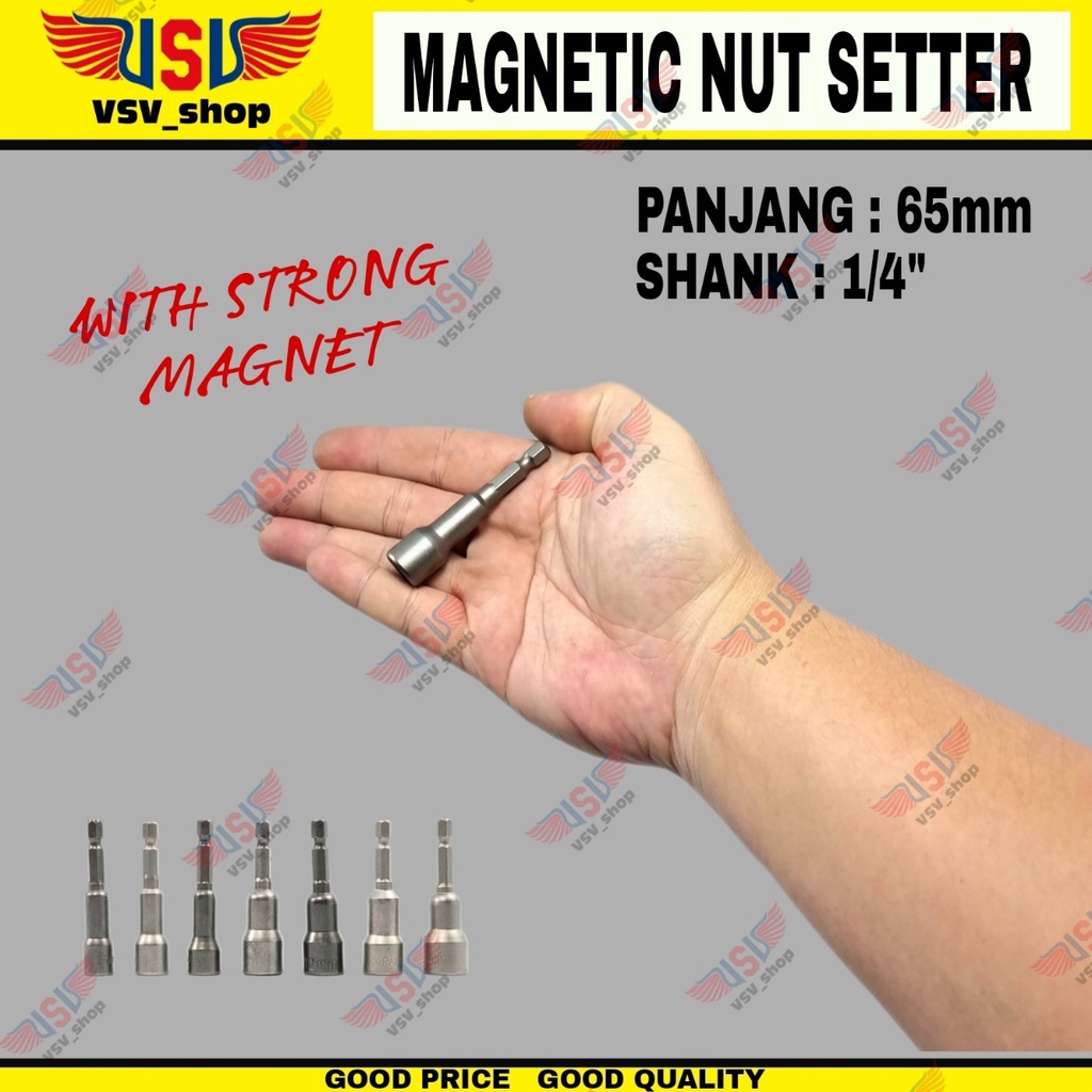 Kunci Sok Magnetic Nut Setter 8-14mm Mata Bor Roofing Mata Socket Bor Rofing