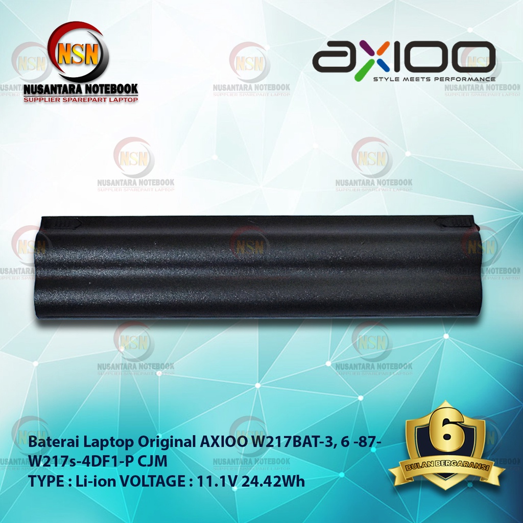 Baterai Original AXIOO W217BAT-3 6 -87- W217s-4DF1-P CJM 11.1V 24.42Wh