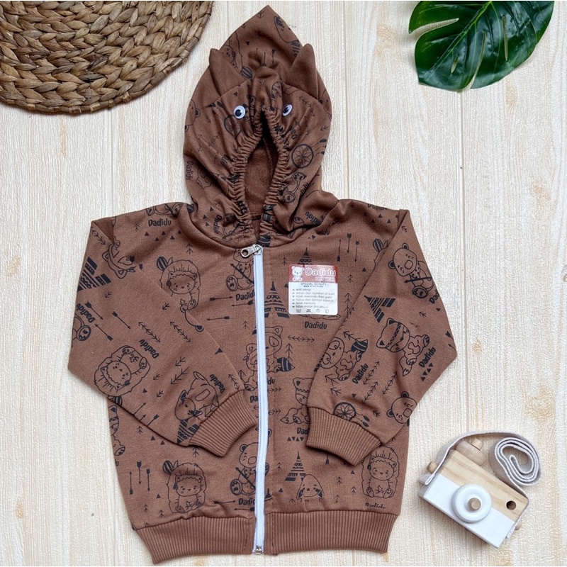 Jaket Bayi DADIDU INDIAN BEAR Bahan Sweater Mantel Bayi Hangat Kupluk Kuping Anak Usia 0-18 Bulan Faw Babyshop