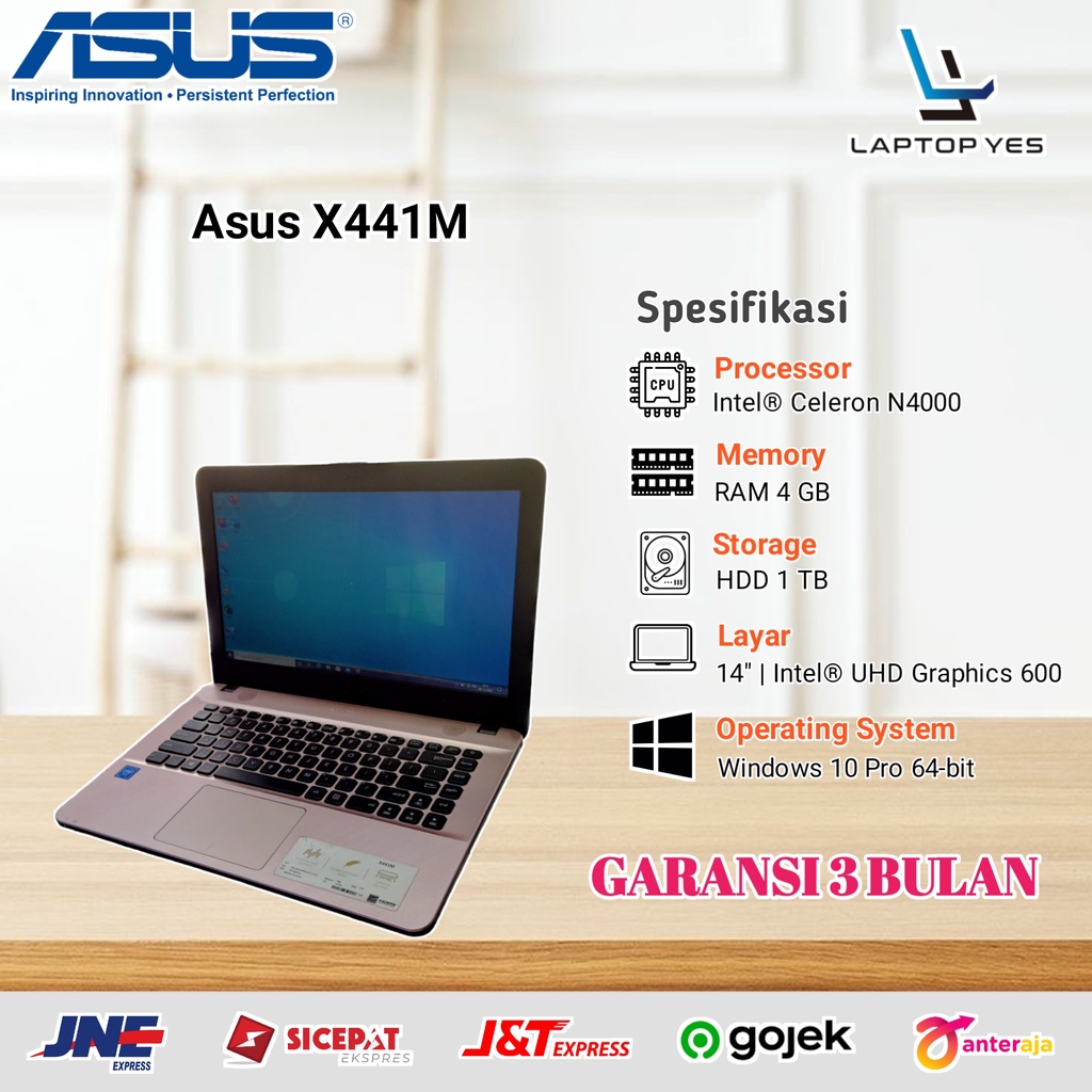 Laptop Asus X441M Bekas Intel Celeron RAM 4 GB HDD 1 TB Murah