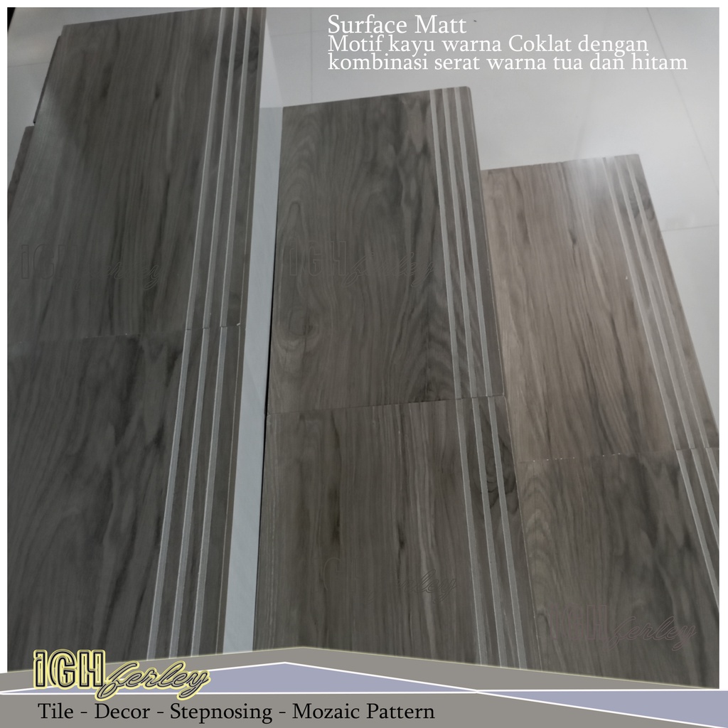 Stepnosing Granit 30x60 Motif Kayu Iron Wood Lantai Tangga Custom Pingul Original Granite Tile