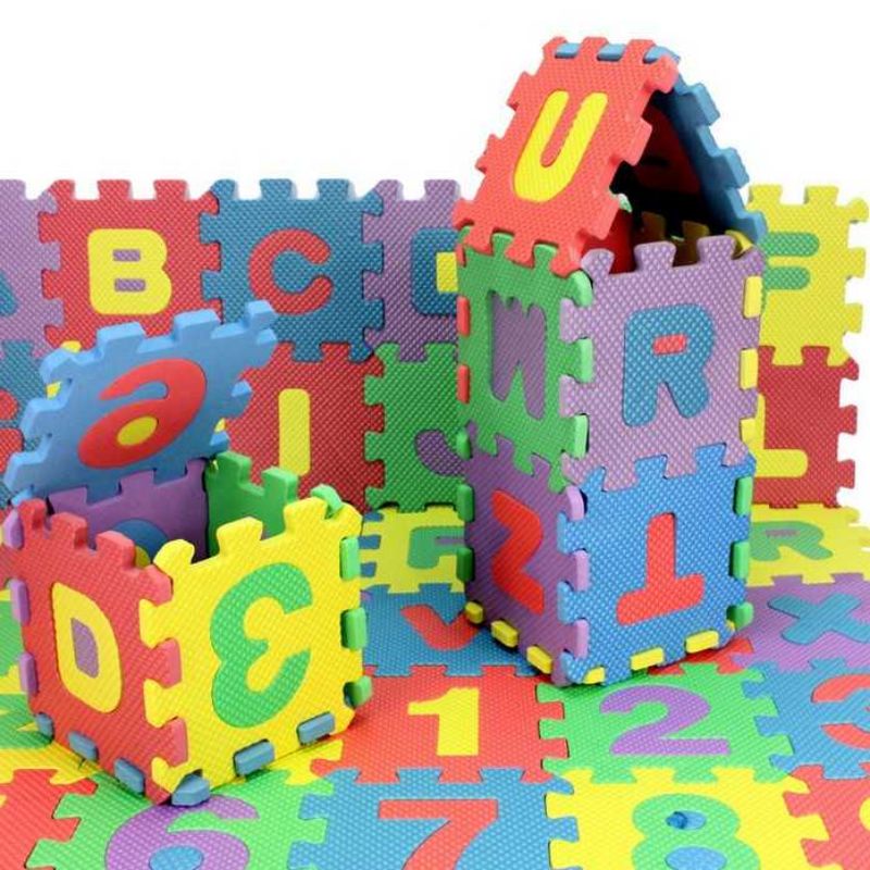 Jin Wa Wa Puzzle Foam Aplhabet &amp; Angka 36PCS Eva Mate Busa Mainan Anak Hadiah Kado Edukasi Belajar Bermain Kecerdasan