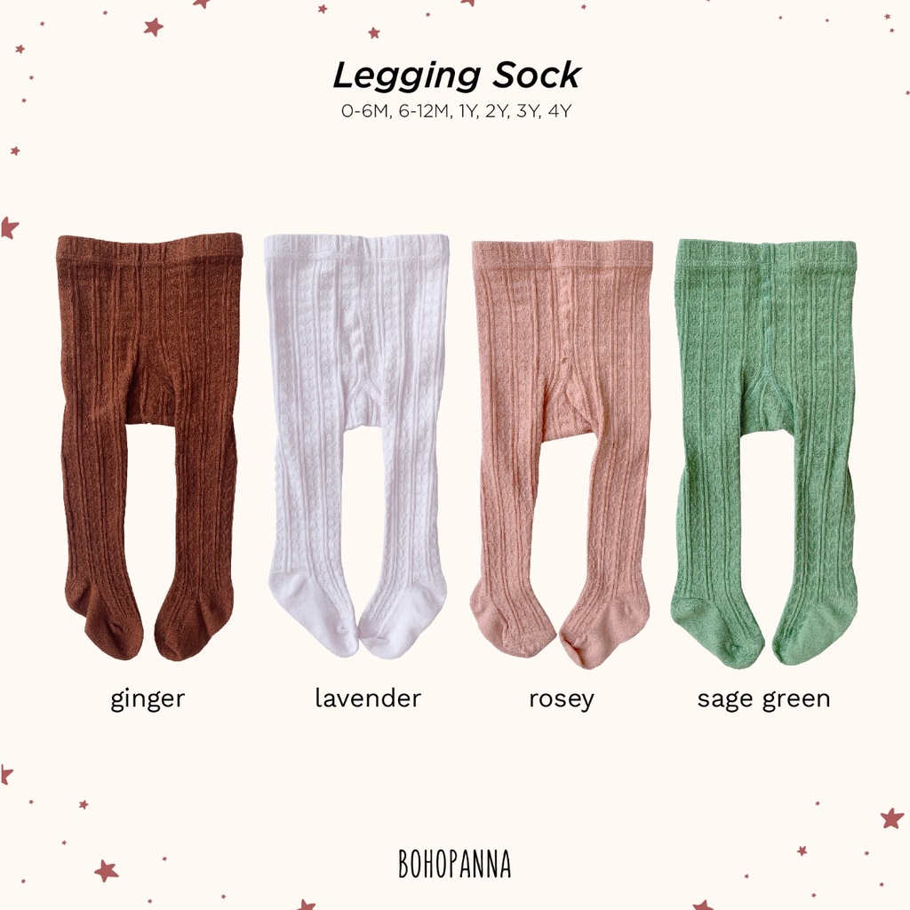 Lengging Bayi Tutup Kaki Celana Panjang Anak Bohopanna Legging Sock 0-4 Tahun