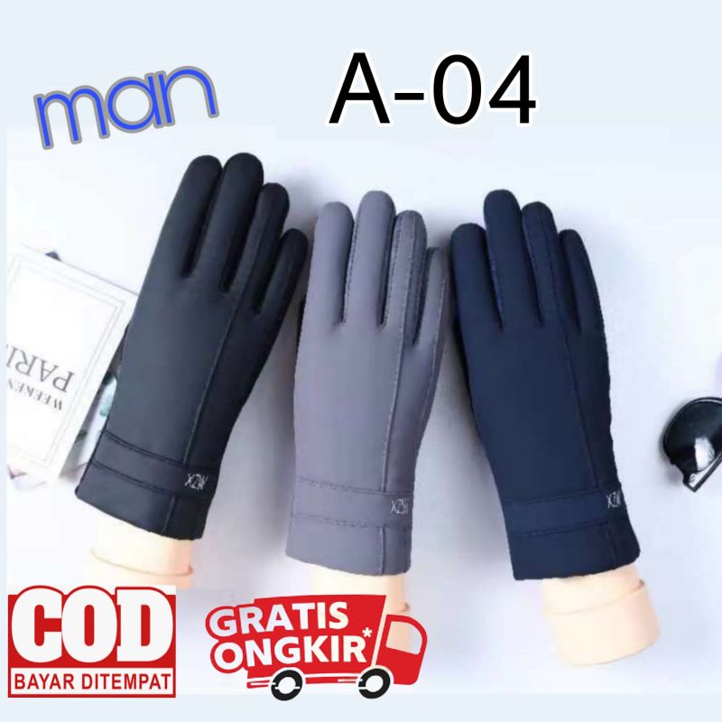 sarung tangan pria touch screen man glove tebal A04