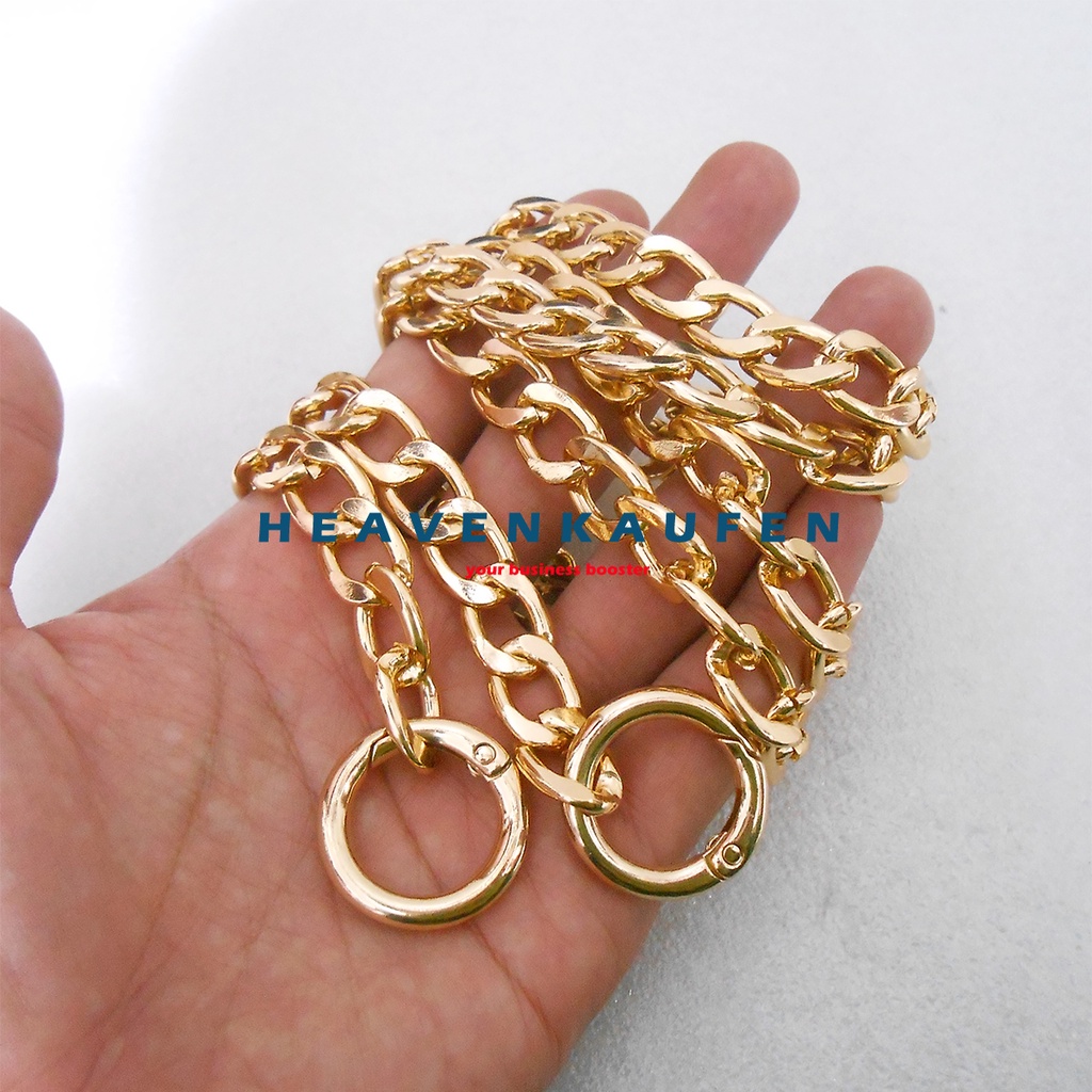 Rantai Tas Wanita + Kait Model Bulat Buka -Tutup Warna Gold Muda Type C