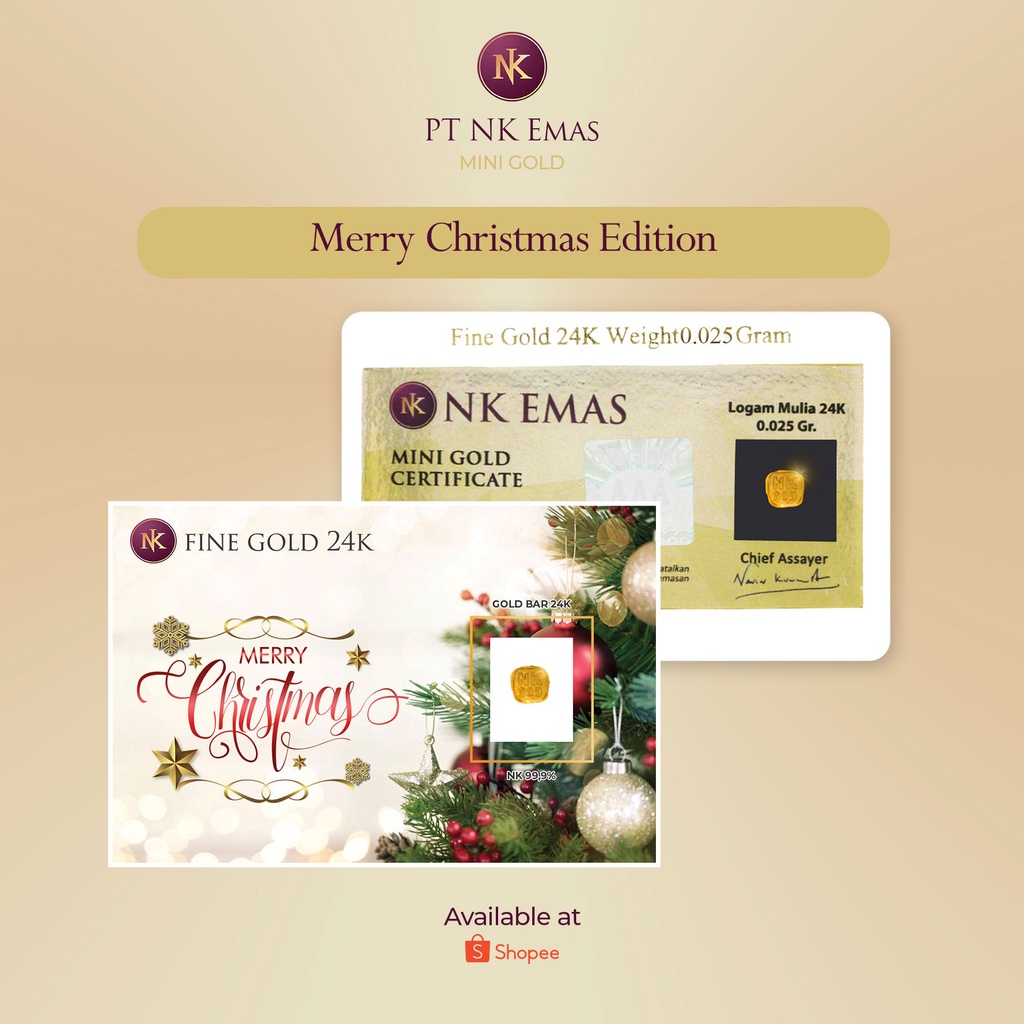 25 Pcs NK Mini Gold 0.025 Gram (Merry Christmas Envelope Edition) B