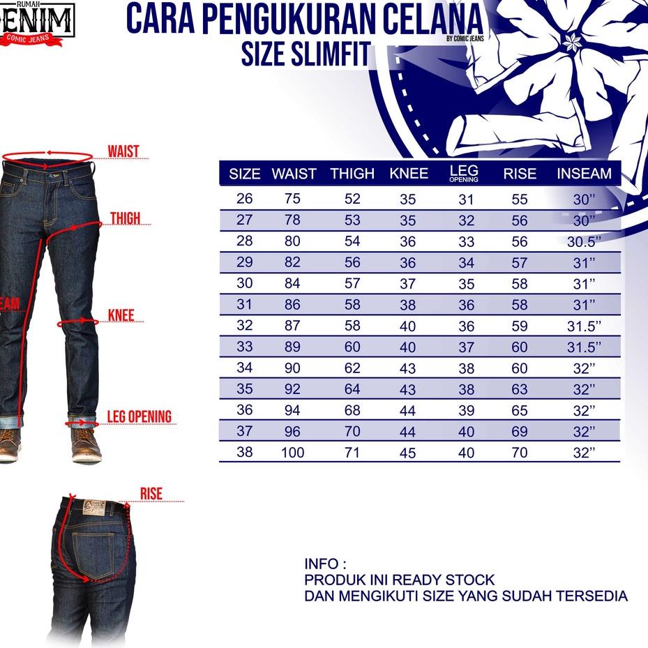 Murah Banget Comic Jeans - Super Premium Blue Black 14 Oz Selvedge Accent - Stretch - Celana Jeans P