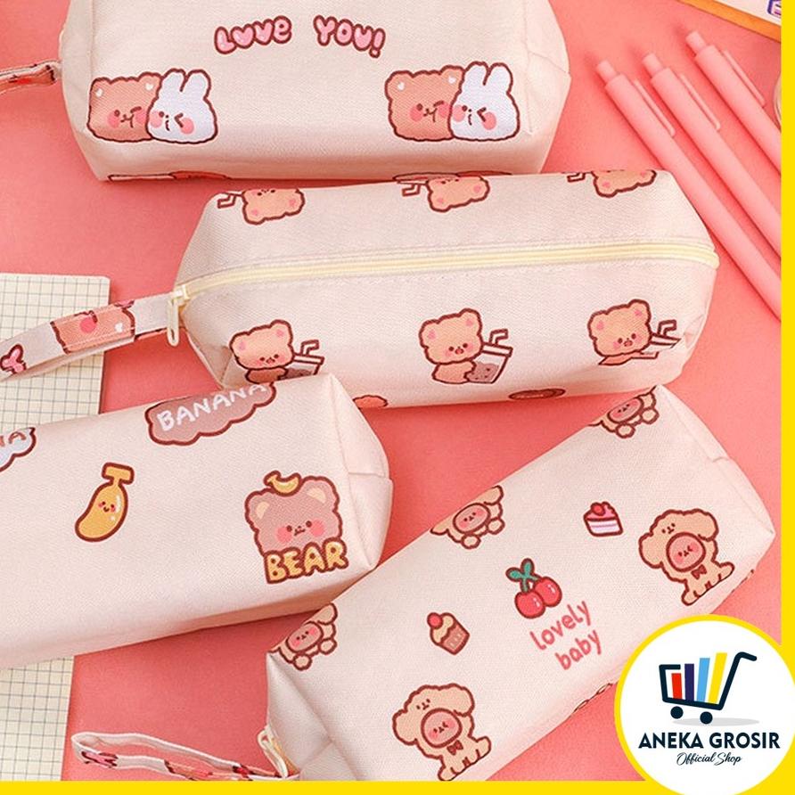 

66E❆ ANEKAGROSIR | STATIONARY - TEMPAT PENSIL MOTIF BEAR JUMBO / KOTAK PENSIL UNIK Barang Bagus