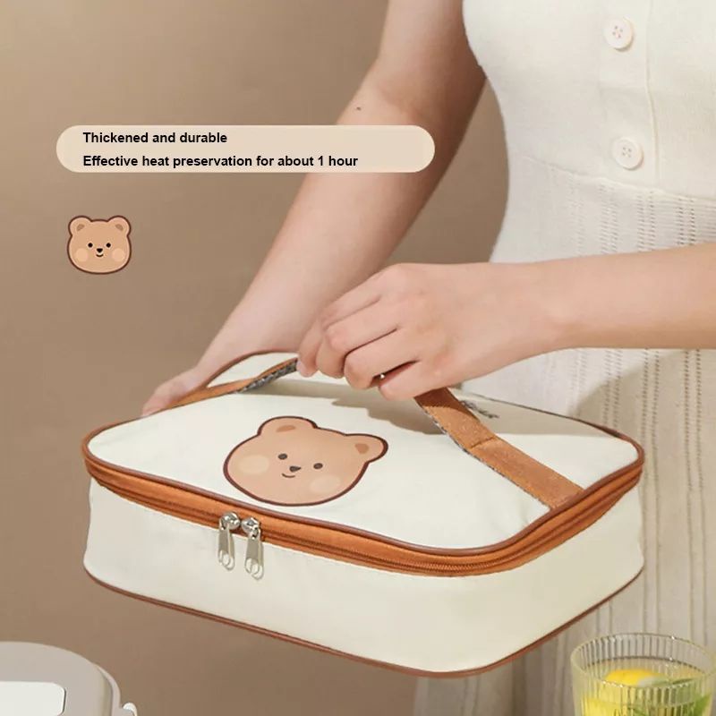 BIANCA - READY Lunch Box Anak Sekolah Stainless 304 BEAR SERIES / Kotak Makan Bekal Anak Sekolah Stainless 304 + TAS LUNCH BOX + SENDOK SUMPIT