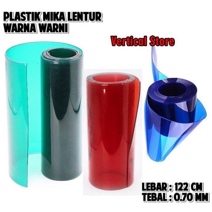 Plastik PVC Mika Lentur Hitam / Warna Warni Lebar 122 cm Tebal 0.70mm